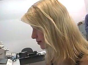 Boss steals gorgeous blond intern's innocence in a hotel room